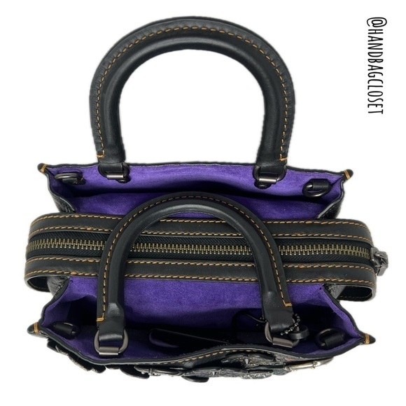 COACH 1941 TOOLED TEA ROSE TEAROSE WILLOW METAL AND LEATHER ROGUE 25 RARE BAG - Picture 3 of 16